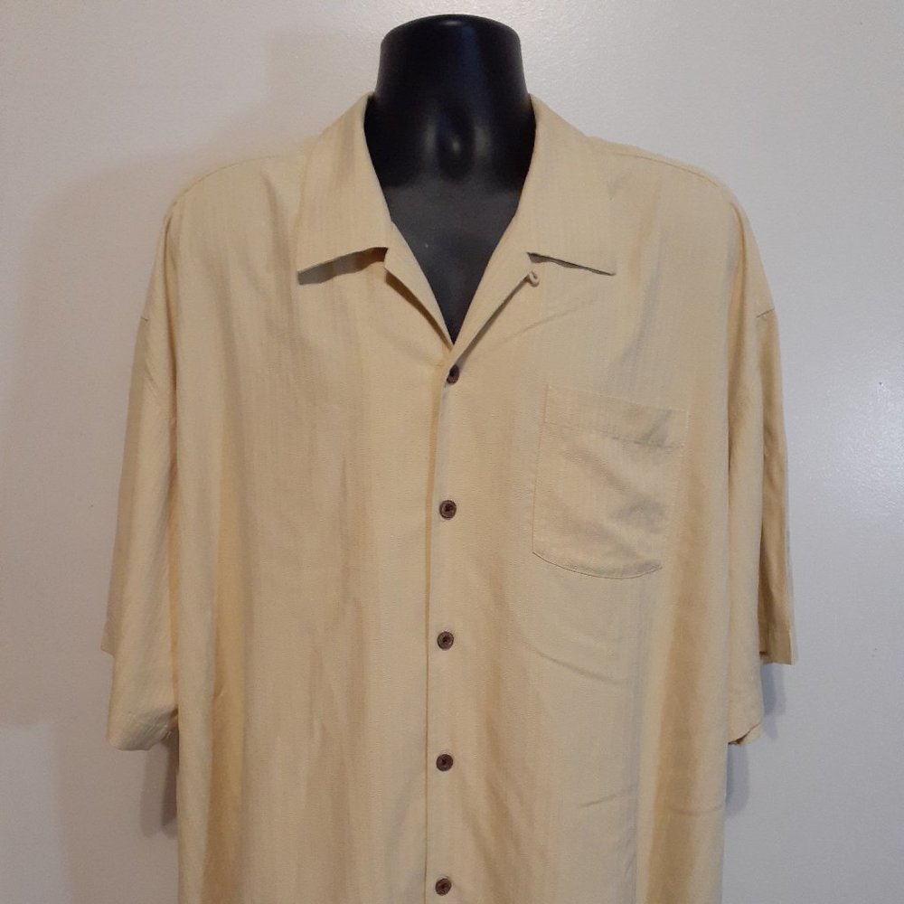 Tommy Bahama Hawaiian Camp Yellow Short Sleeve 2XL